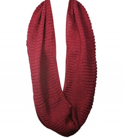 Skullies & Beanies Winter Warm Knitted Infinity Scarf and Beanie Hat - Burgundy - CN18ZZRTGRQ $17.71