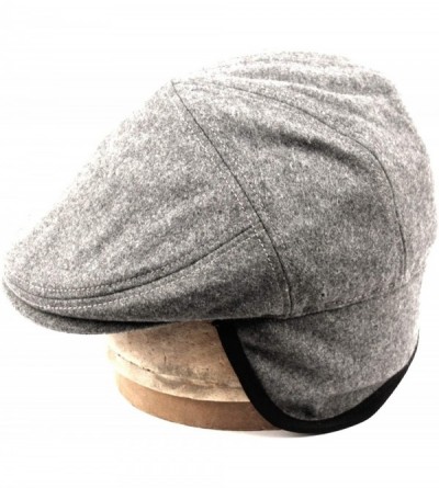 Newsboy Caps 100% Wool Herringbone Winter Ivy Cabbie Hat w/Fleece Earflaps - Driving Hat - Charcoal Gray - CF12O5EQ8BK $29.20