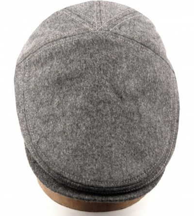 Newsboy Caps 100% Wool Herringbone Winter Ivy Cabbie Hat w/Fleece Earflaps - Driving Hat - Charcoal Gray - CF12O5EQ8BK $29.20