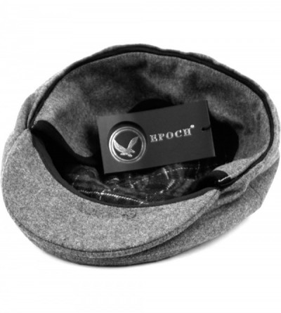 Newsboy Caps 100% Wool Herringbone Winter Ivy Cabbie Hat w/Fleece Earflaps - Driving Hat - Charcoal Gray - CF12O5EQ8BK $29.20