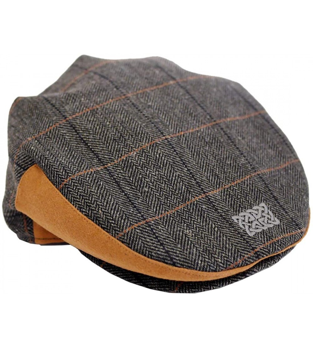 Newsboy Caps Green Tweed Celtic Knot Flat Cap - Grey Tweed - CK18OYWMM4N $34.04