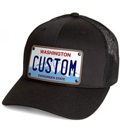 Baseball Caps Custom License Plate Snapback Trucker Hat Printed on Leather Patch. Curved Bill. - Washington - CK18OA3RLUZ $35.35