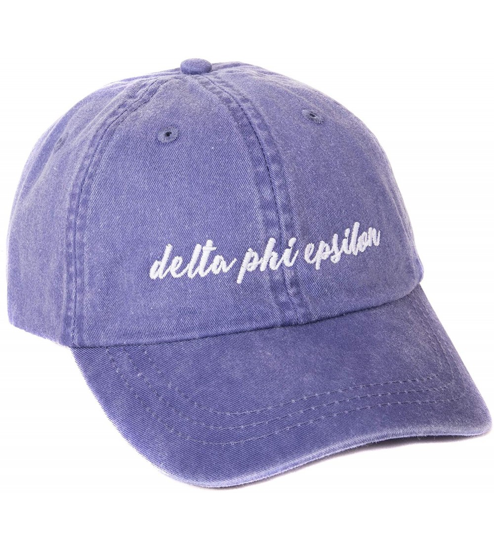 Baseball Caps Delta Phi Epsilon (N) Sorority Baseball Hat Cap Cursive Name Font DPhie - Purple - CW18DTZ5Y6W $22.32