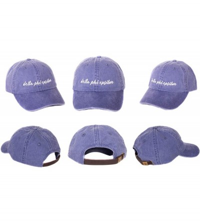 Baseball Caps Delta Phi Epsilon (N) Sorority Baseball Hat Cap Cursive Name Font DPhie - Purple - CW18DTZ5Y6W $22.32