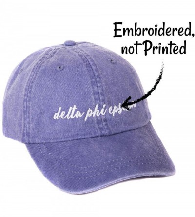 Baseball Caps Delta Phi Epsilon (N) Sorority Baseball Hat Cap Cursive Name Font DPhie - Purple - CW18DTZ5Y6W $22.32