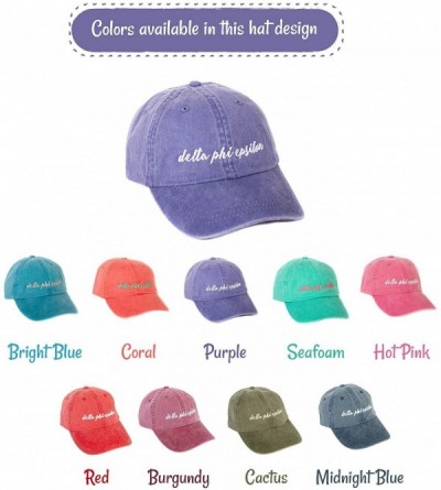 Baseball Caps Delta Phi Epsilon (N) Sorority Baseball Hat Cap Cursive Name Font DPhie - Purple - CW18DTZ5Y6W $22.32