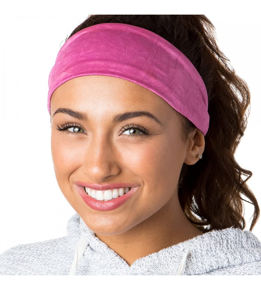 Headbands Adjustable & Stretchy Crushed Xflex Wide Headbands for Women Girls & Teens - Crushed Rose - CP12NA38F4O $10.77