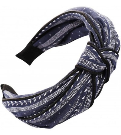 Headbands Fashion Bow Knot Print Hairband Women Hair Head Hoop Simple Sweet Girls Headband - Navy - CY18WLD4OI2 $9.29