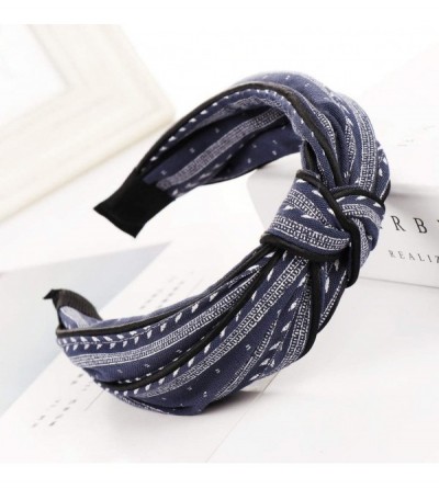 Headbands Fashion Bow Knot Print Hairband Women Hair Head Hoop Simple Sweet Girls Headband - Navy - CY18WLD4OI2 $9.29