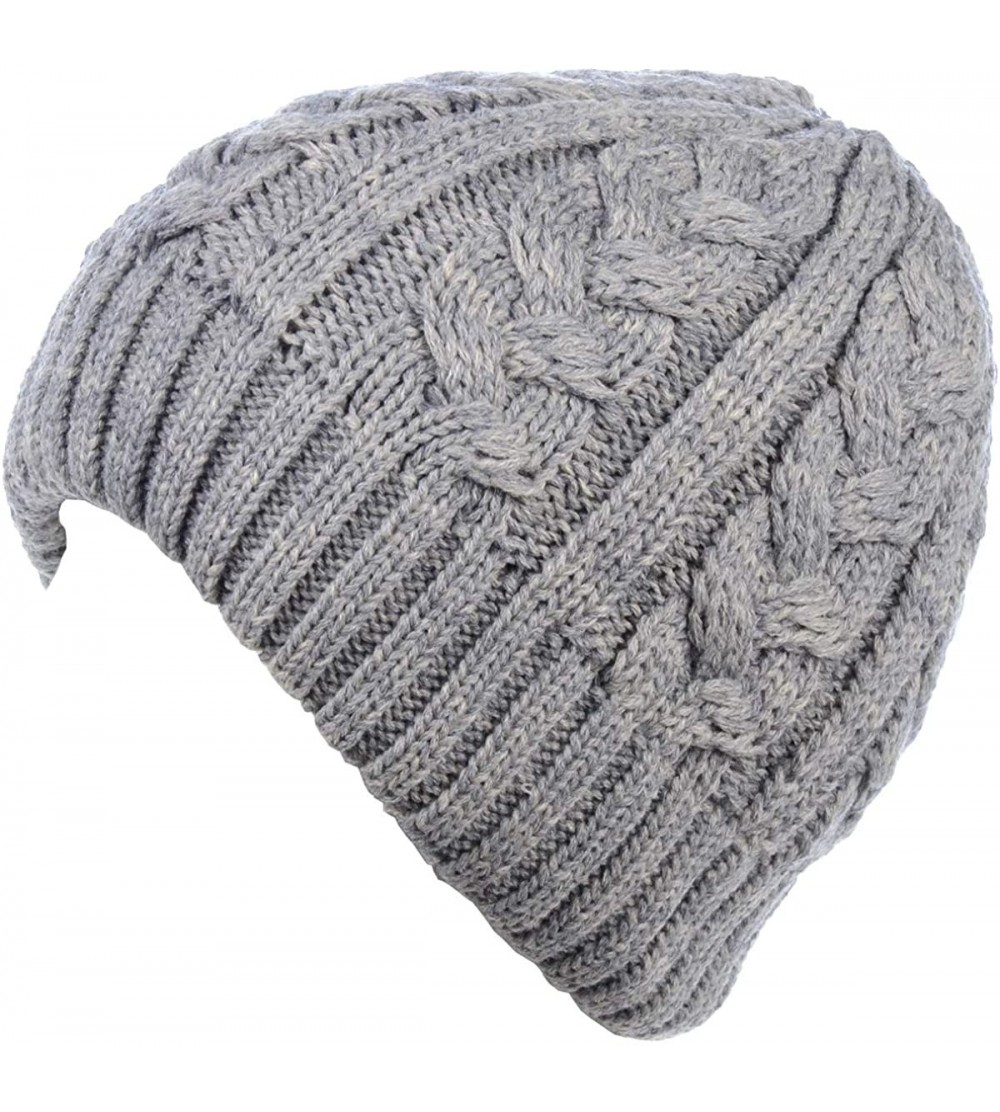 Skullies & Beanies Womens Winter Knit Beanie Hat Plush Fleece Lined - 709grey - CY18ZATL3RG $19.44