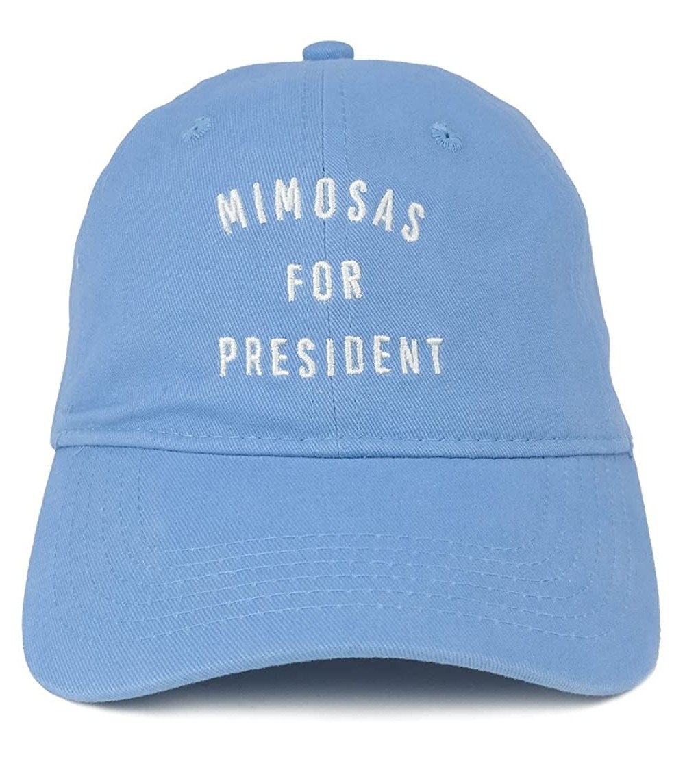 Baseball Caps Mimosas for President Embroidered 100% Cotton Adjustable Cap - Carolina Blue - CZ12NFFTLAI $15.89