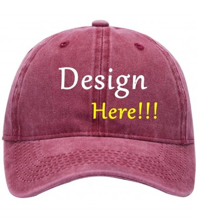 Baseball Caps Men Women Denim Custom Hip Hop Trucker Hat Add You Personalized Design to Baseball Caps - Retro Wine - C918G4X7...