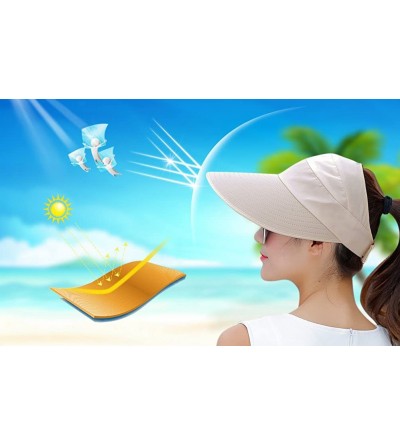 Sun Hats Sun Hats for Women Wide Brim UV Protection Sun Hat Summer Beach Packable Visor - Beige - CZ18CGU6QUD $11.62