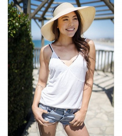 Sun Hats Women's Spring/Summer Collection Straw Woven Wide Brim Sun Visor Hat - Beige White Mix - CG18E2ZNTXT $15.40