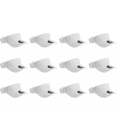 Visors 12 Pack Plain Visor Hats Adjustable Back Strap Tennis Golf Sun Hat - White - CJ1860ZSUKG $34.68