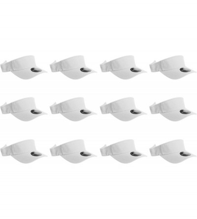 Visors 12 Pack Plain Visor Hats Adjustable Back Strap Tennis Golf Sun Hat - White - CJ1860ZSUKG $34.68