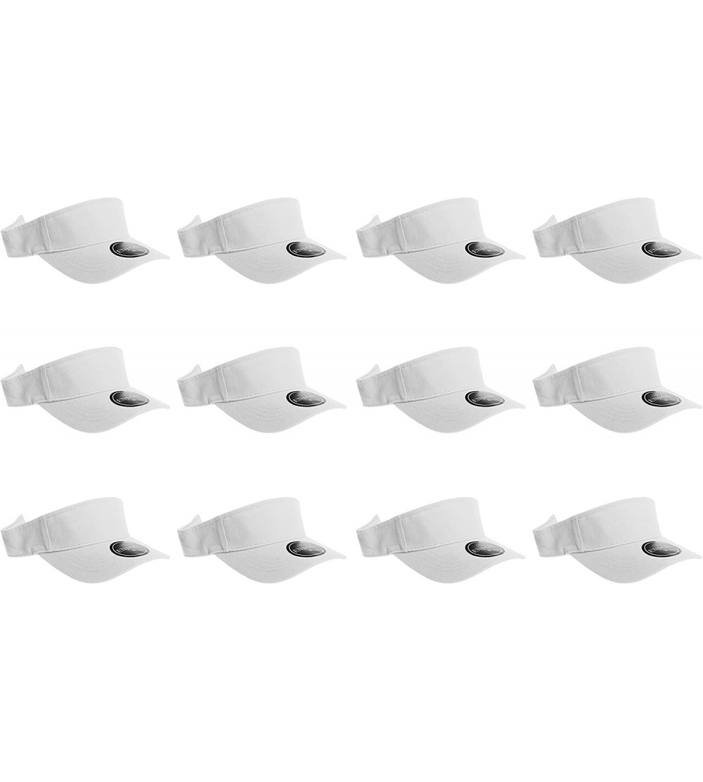 Visors 12 Pack Plain Visor Hats Adjustable Back Strap Tennis Golf Sun Hat - White - CJ1860ZSUKG $34.68