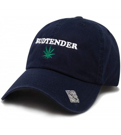 Baseball Caps Budtender Dad Hat Cotton Baseball Cap Polo Style Low Profile - Cotton Navy - CL18SI9O39O $14.49