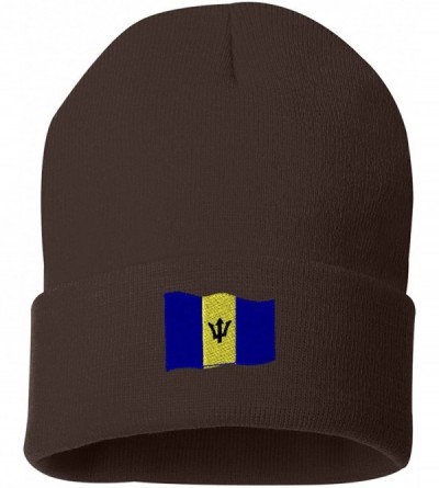 Skullies & Beanies Barbados Flag Custom Personalized Embroidery Embroidered Beanie - Brown - CL12OHZNDV1 $20.03