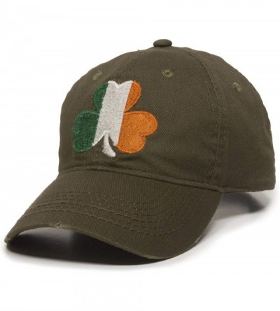 Baseball Caps Irish Flag Shamrock Dad Hat - Adjustable Polo Style Baseball Cap for Men & Women - Olive - C118OMAKD93 $25.93