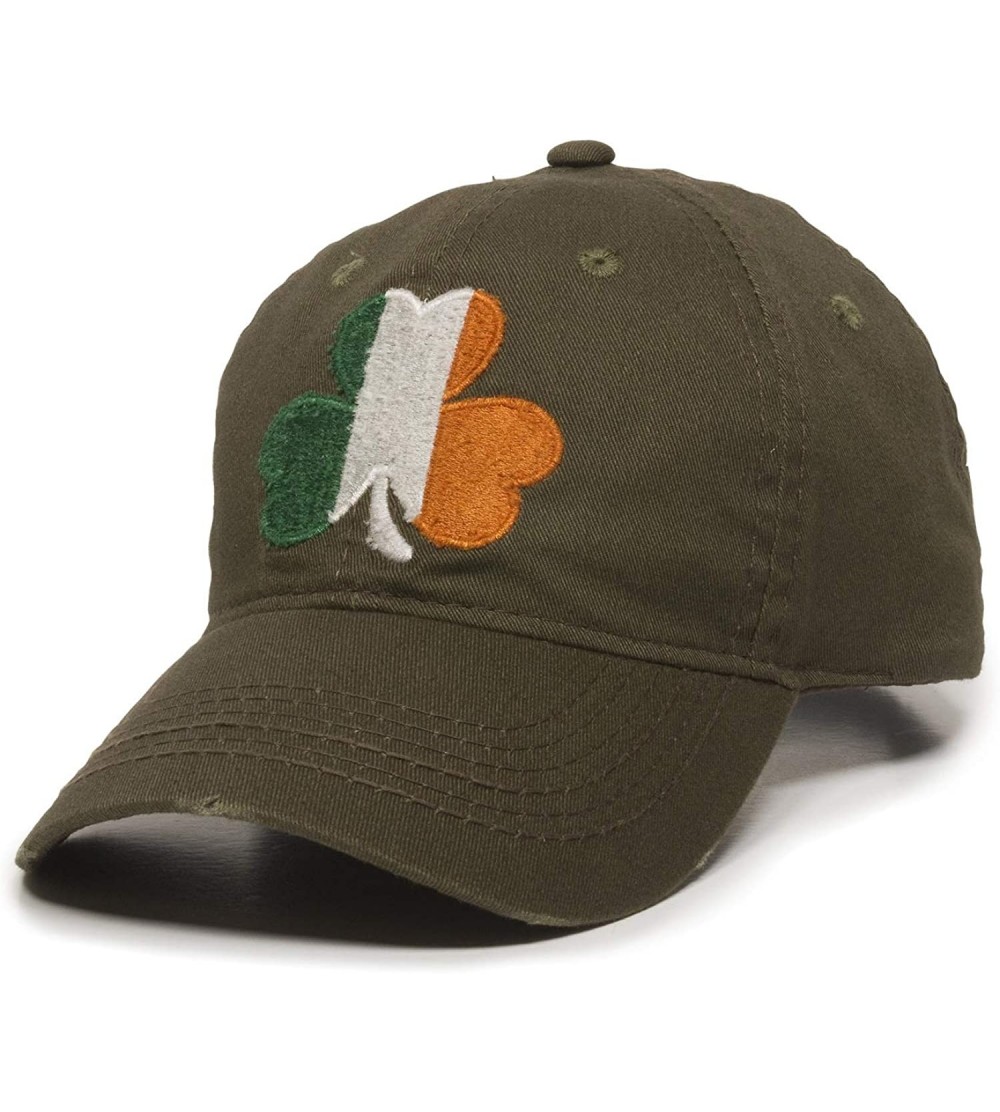 Baseball Caps Irish Flag Shamrock Dad Hat - Adjustable Polo Style Baseball Cap for Men & Women - Olive - C118OMAKD93 $12.79