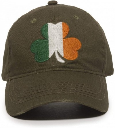 Baseball Caps Irish Flag Shamrock Dad Hat - Adjustable Polo Style Baseball Cap for Men & Women - Olive - C118OMAKD93 $12.79