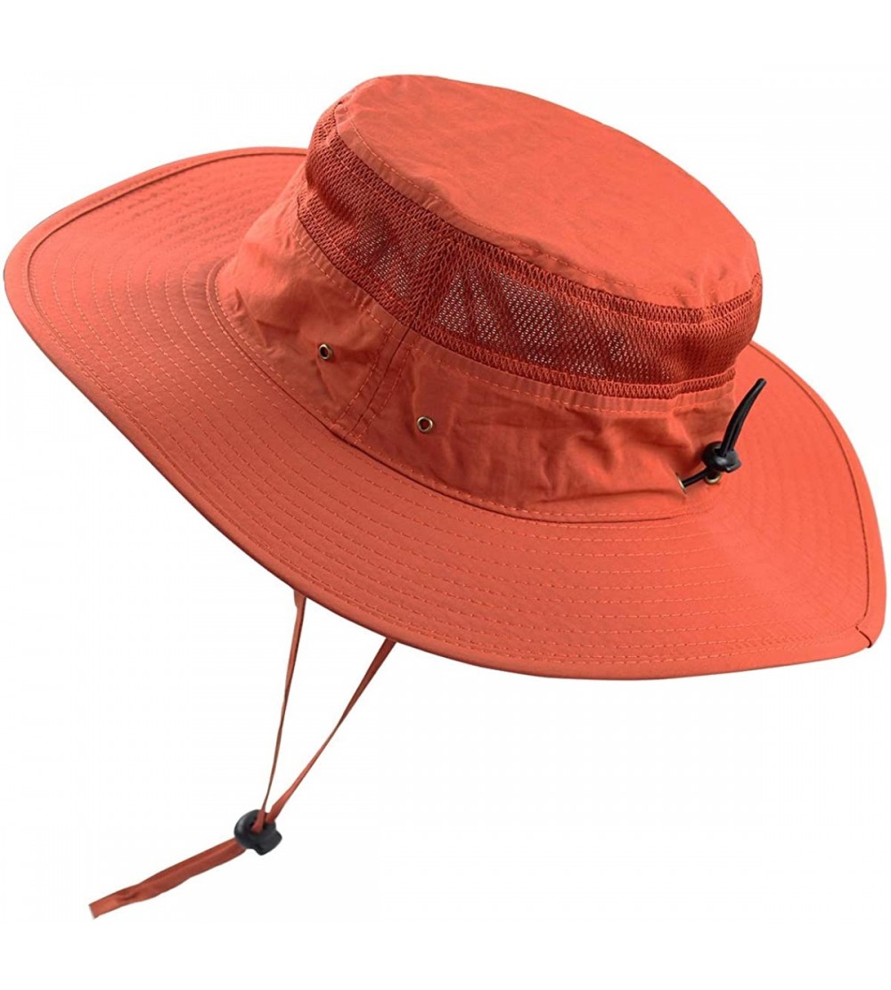 Sun Hats Men Summer Sun Hat UV Protection Wide Brim Mesh Bucket Hats for Outdoor Fishing Beach - Brown - C918RR3N9IW $11.39