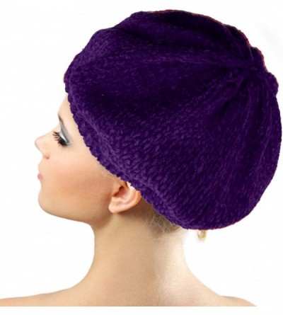 Berets Women Beret Hat-Fashion Pure Color Autumn Winter Warm French Beanie hat Cozy Cap - Purple - C918X6ATWHZ $9.75