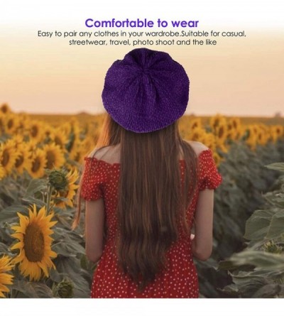 Berets Women Beret Hat-Fashion Pure Color Autumn Winter Warm French Beanie hat Cozy Cap - Purple - C918X6ATWHZ $9.75