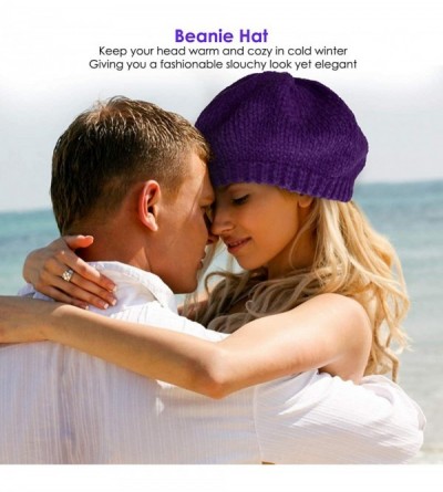 Berets Women Beret Hat-Fashion Pure Color Autumn Winter Warm French Beanie hat Cozy Cap - Purple - C918X6ATWHZ $9.75