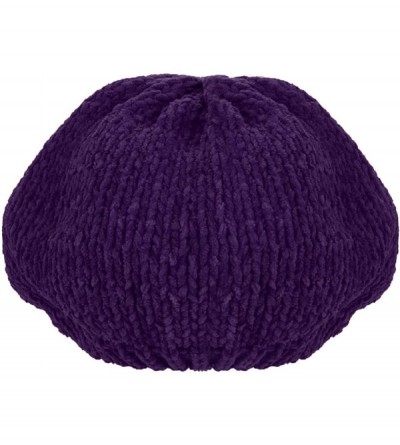 Berets Women Beret Hat-Fashion Pure Color Autumn Winter Warm French Beanie hat Cozy Cap - Purple - C918X6ATWHZ $9.75