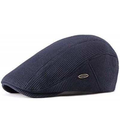Newsboy Caps Mens Cotton Newsboy-Cap Flat Ivy Hat Gatsby Cabbie Cap - Dark Blue - CB18NE9QAOS $9.17