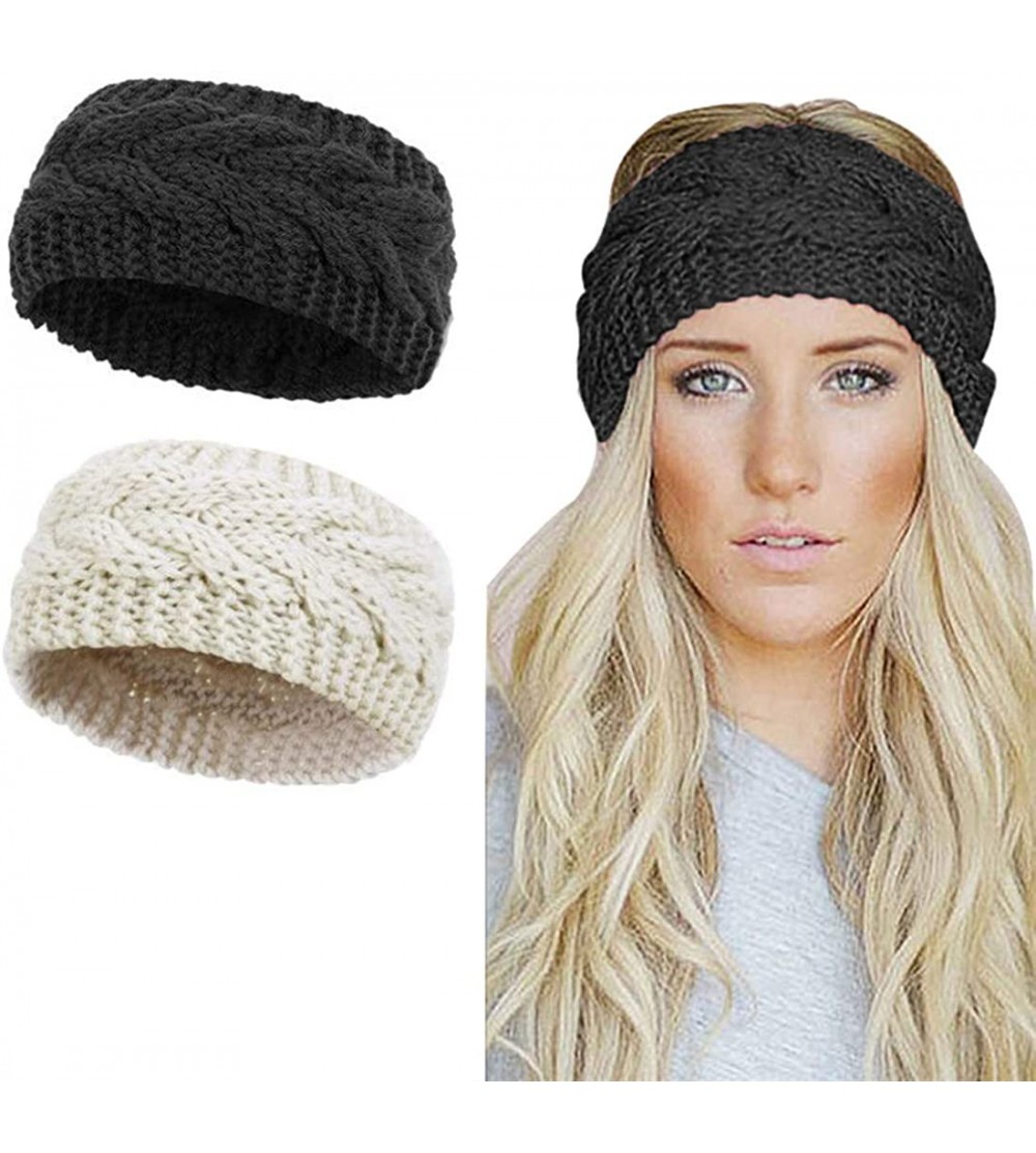 Headbands Womens Winter Knitted Headband - Soft Crochet Bow Twist Hair Band Turban Headwrap Hat Cap Ear Warmer - CB18ASC3O3A ...