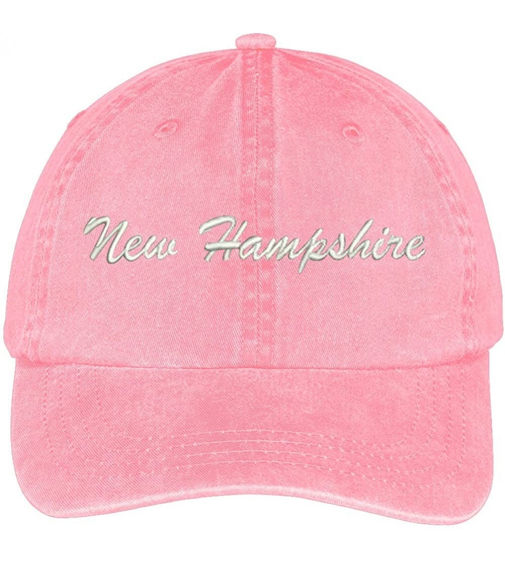 Baseball Caps New Hampshire State Embroidered Low Profile Adjustable Cotton Cap - Pink - CY12IZJX4GV $33.90