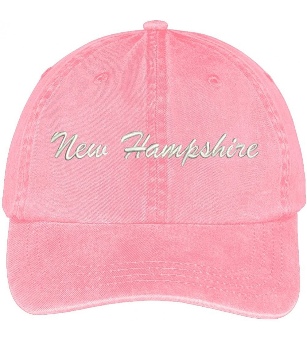 Baseball Caps New Hampshire State Embroidered Low Profile Adjustable Cotton Cap - Pink - CY12IZJX4GV $16.06