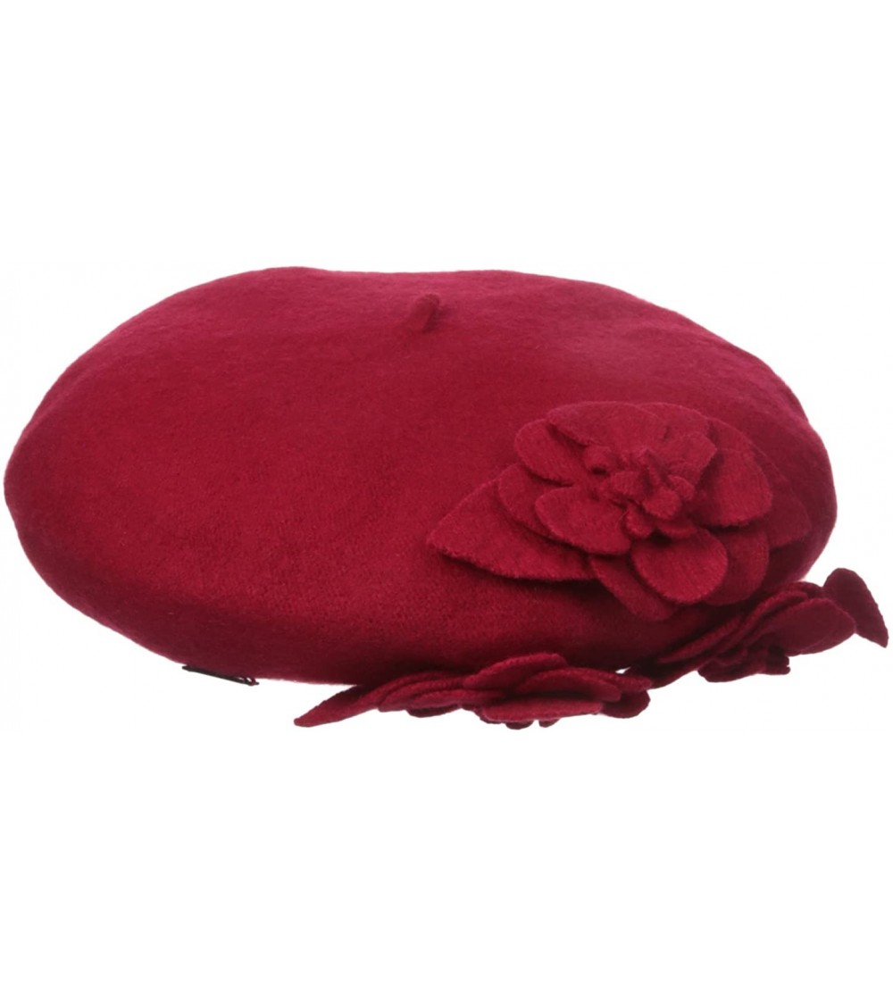 Berets Women's Flower Beret - Red - CD11510TCSR $22.91