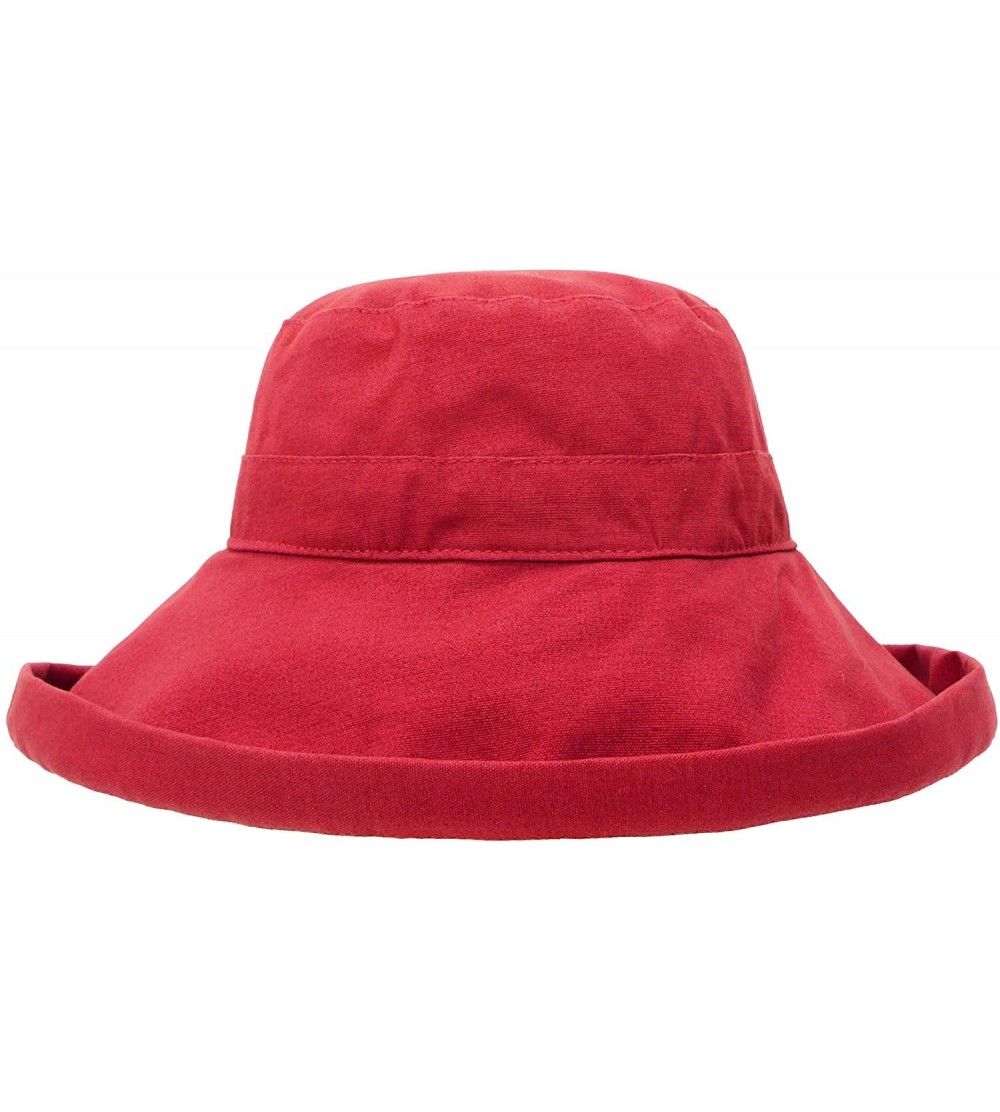 Sun Hats Women's Spring/Summer 100% Cotton Beach & Garden Foldable Bucket Hat - Red - C018E4O0C4S $13.75
