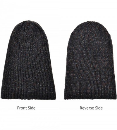 Skullies & Beanies Unisex Trendy Double Layers Reversible Warm Oversized Cable Knit Slouchy Beanie - Black 3 - CX187Q49KQ5 $1...