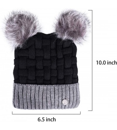 Skullies & Beanies Womens Winter Beanie Hat Warm Knit Skull Hat Scarf Set for Girl Slouchy Thick Fleece Lined Ski Hat with Po...