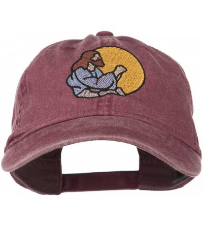 Baseball Caps Jesus Praying Embroidered Washed Cap - Maroon - CF11MJ40C9V $27.84