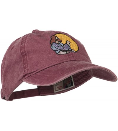 Baseball Caps Jesus Praying Embroidered Washed Cap - Maroon - CF11MJ40C9V $27.84