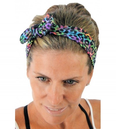 Headbands Removable BOW Training Headband - No slip - No sweat- Pop Florals - Pop Florals - CA12N0F7C2X $9.50