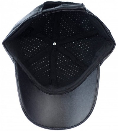 Baseball Caps Soft PU Leather Perforated Precurved Baseball Cap - Black - CS12FJIXL73 $13.19