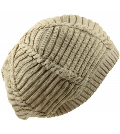 Skullies & Beanies 100% Cotton Classic Rasta Slouchy Ribbed Beanie Hats - Khaki - CB18NWQTZHK $16.15