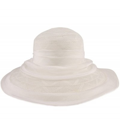 Sun Hats Women's Wide Brim Wedding Travel Summer Beach Sun Hat with Flower - White - CZ12E0UBM8B $23.19