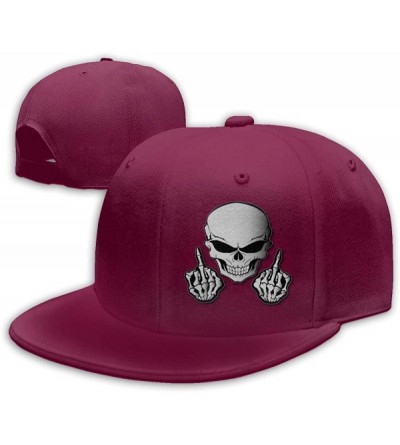 Baseball Caps Skull Middle Finger Plain Baseball Caps Snapbac Hats Adjustable for Men & Women - Dark Red - CX196XM2WN3 $24.95