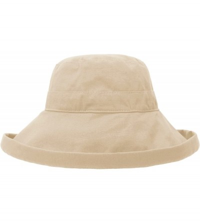 Bucket Hats Women's Summer Cotton Bucket Beach Hat Foldable Sun Hat - Khaki - CI18DIHWL7T $15.42