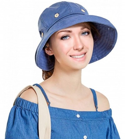 Bucket Hats Adjustable Outdoor Protection Foldable Ponytail - Navyblue - CV18S4HN5EQ $8.69