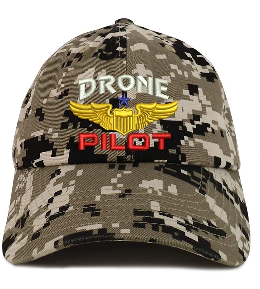 Baseball Caps Drone Pilot Aviation Wing Embroidered Soft Crown 100% Brushed Cotton Cap - Beige Digital Camo - C218TWGQIEG $16.50
