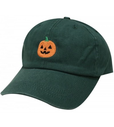 Baseball Caps Halloween Pumpkin Cotton Baseball Dad Caps - Dark Green - CG12M1OAFPX $23.57